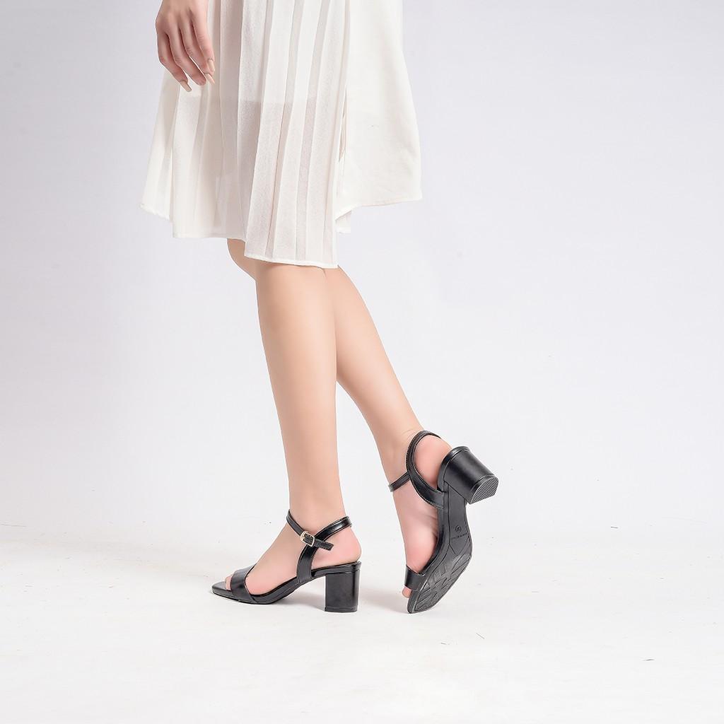 Giày sandal cao gót nữ quai ngang mảnh thời trang công sở cao cấp Nuddo gót vuông cao 5p