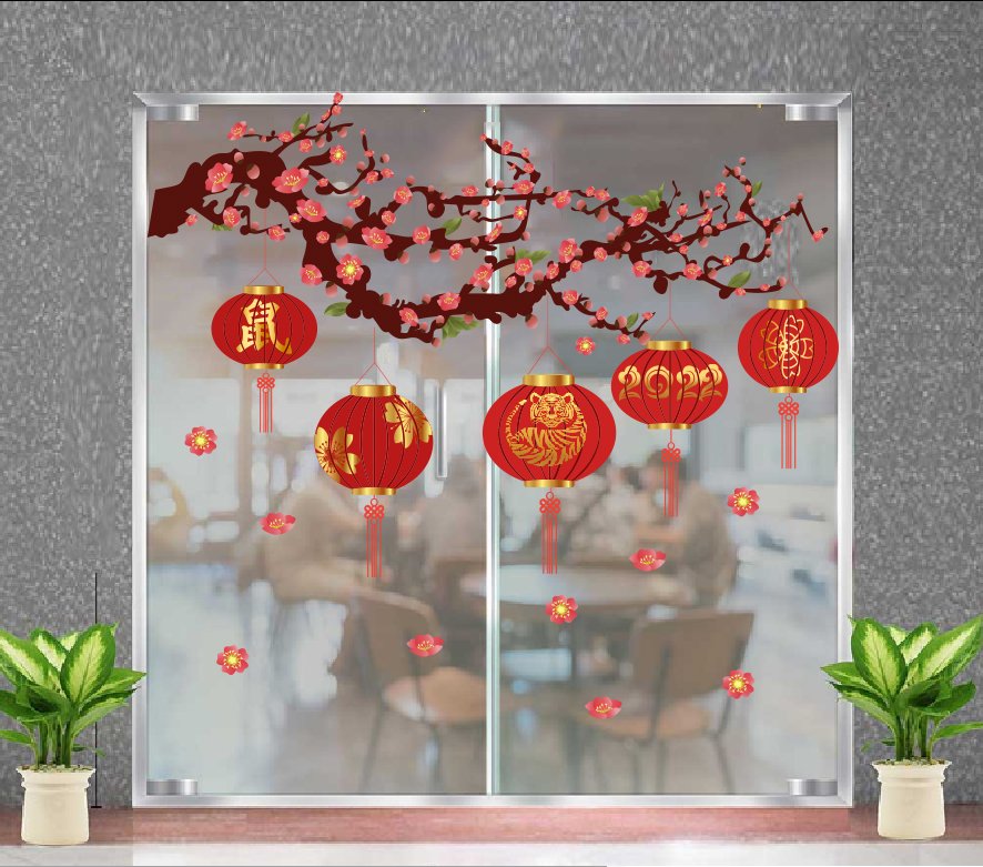 Decal lồng đèn trang trí tết 3 PK598