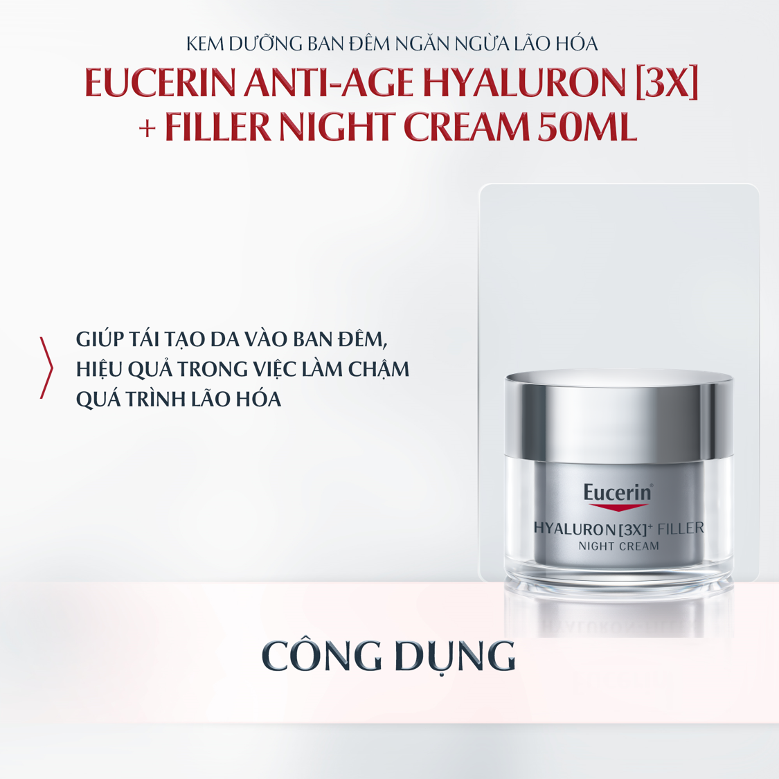 Kem dưỡng đêm giảm nếp nhăn Eucerin Hyaluron[3x]+ Filler Night Cream 50ml