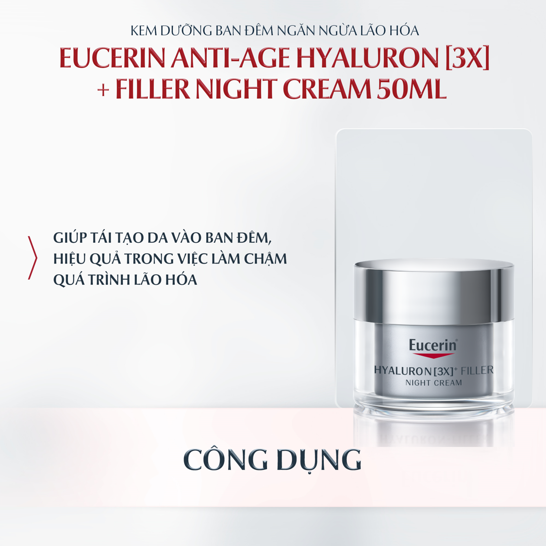 Kem dưỡng đêm giảm nếp nhăn Eucerin Hyaluron+ Filler Night Cream 50ml