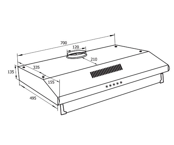 Máy Hút Mùi Tự Khử CivinA CV-700D Điều Khiển Nút Cơ 3 Tốc Độ Hút, Công Suất 550m3/h - Hàng Chính Hãng