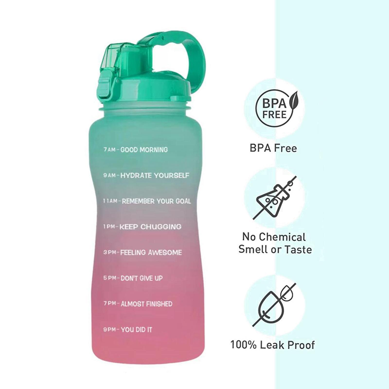 2.2 Litre Motivational Water Bottle with Time Markings & Straw Half Gallon Water Bottle Leakproof BPA Free Reusable Large Water Jug for Sports and Gym