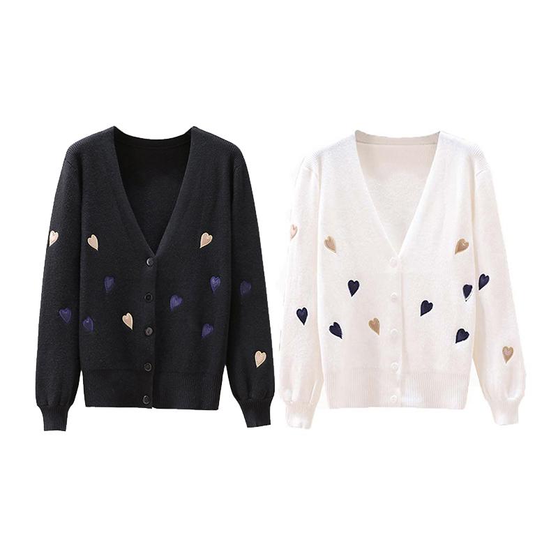 Women Knitted Cardigan Coat Jacket Button Front Deep V Neck Long Sleeves Ribbed Trim Autumn Spring Sweater Knitting Coat