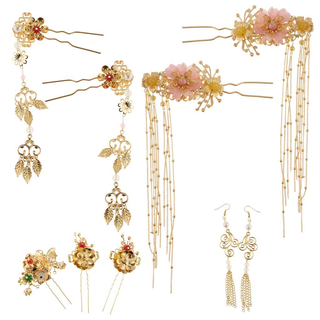 Charm Chinese Wedding Bridal Tiara Earrings Hairpin Set for Wedding Supplies