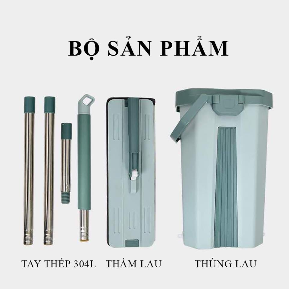 Bộ cây lau nhà chổi lau nhà tự vắt 360 độ thông minh,  cao cấp tặng kèm 2 bông lau tiện lợi