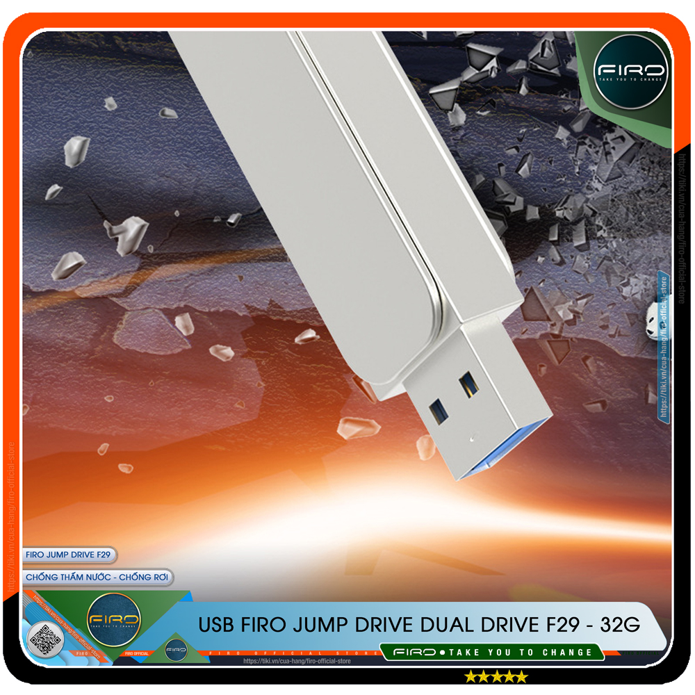 USB FIRO Jump Drive Dual Drive F29 Type-C / Type-A - USB 3.1 32GB / 64GB, Tốc Độ Đọc 130Mb/s, Tương Thích MAC / PC - Hàng Chính Hãng