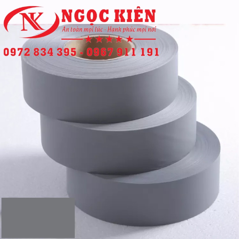 Cuộn dây phản quang vải poly màu xám bản 5cm*100m