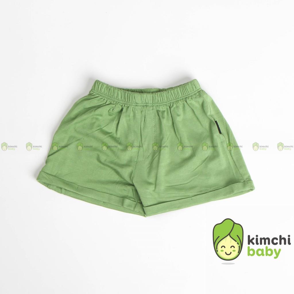 Quần short bé trai, bé gái K.WOO gập gấu vải thun lạnh, quần đùi cho bé mặc nhà mùa hè Minky Mom KWQ2102