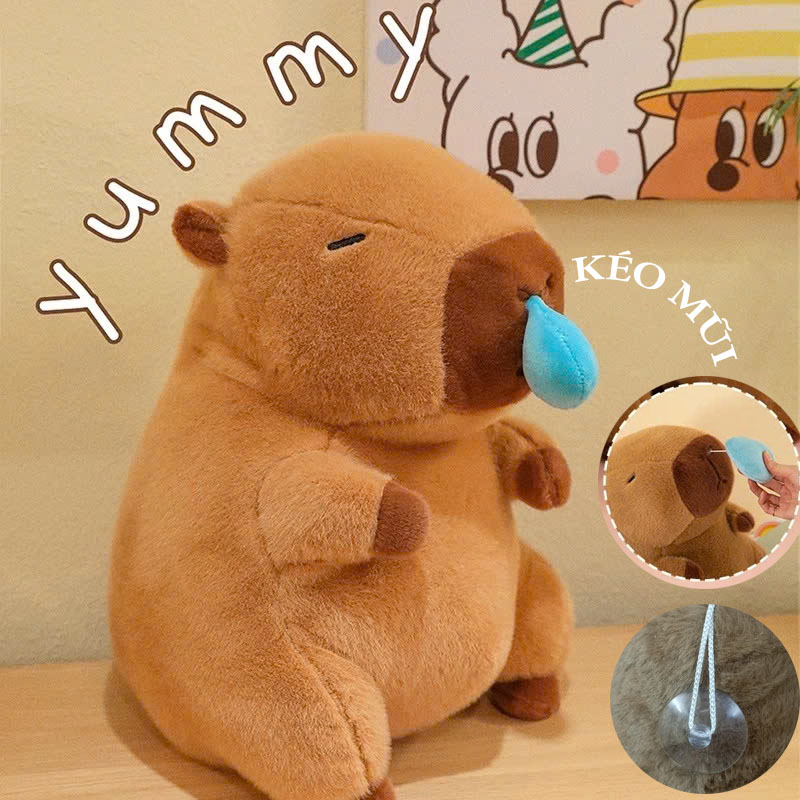 Đồ Chơi Gấu Bông Capybara Rút Mũi Chuột Lang Mang Balo Rùa Capybara Chảy Mũi Hot Trend Thú Nhồi Bông