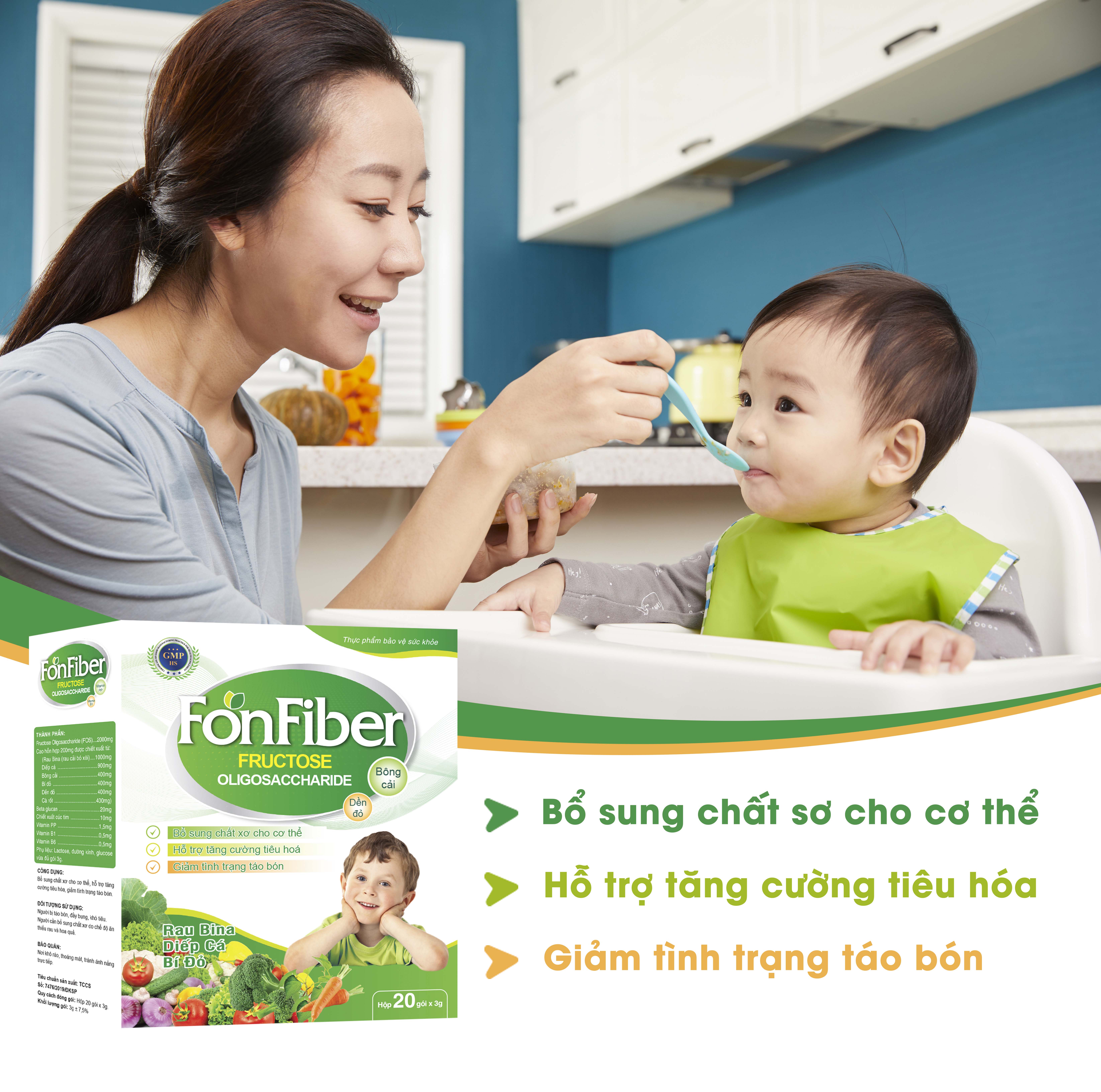 Viên Uống hỗ trợ trị táo bón cho bà bầu và trẻ nhỏ, bổ sung chất xơ cho cơ thể, hỗ trợ tăng cường tiêu hóa Fon Fiber - Hàng chính hãng