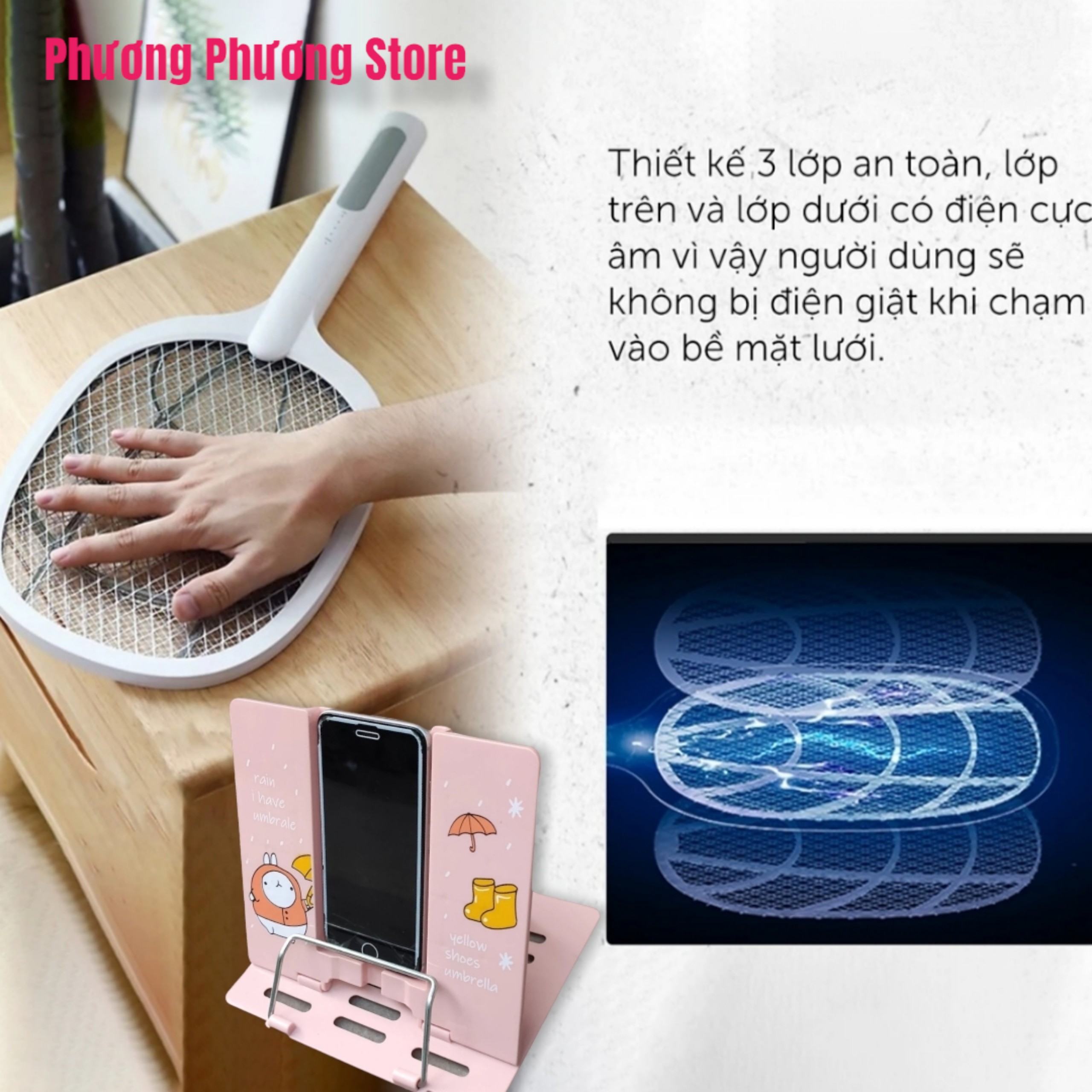 Vợt Muỗi Thông Minh 3 in 1 Super Pro Tích Hợp Vợt Bắt Muỗi, Bẫy Muỗi và Đèn Ngủ Siêu Tiện Lợi, An Toàn Giúp Bảo Vệ Giấc Ngủ Gia Đình Bạn