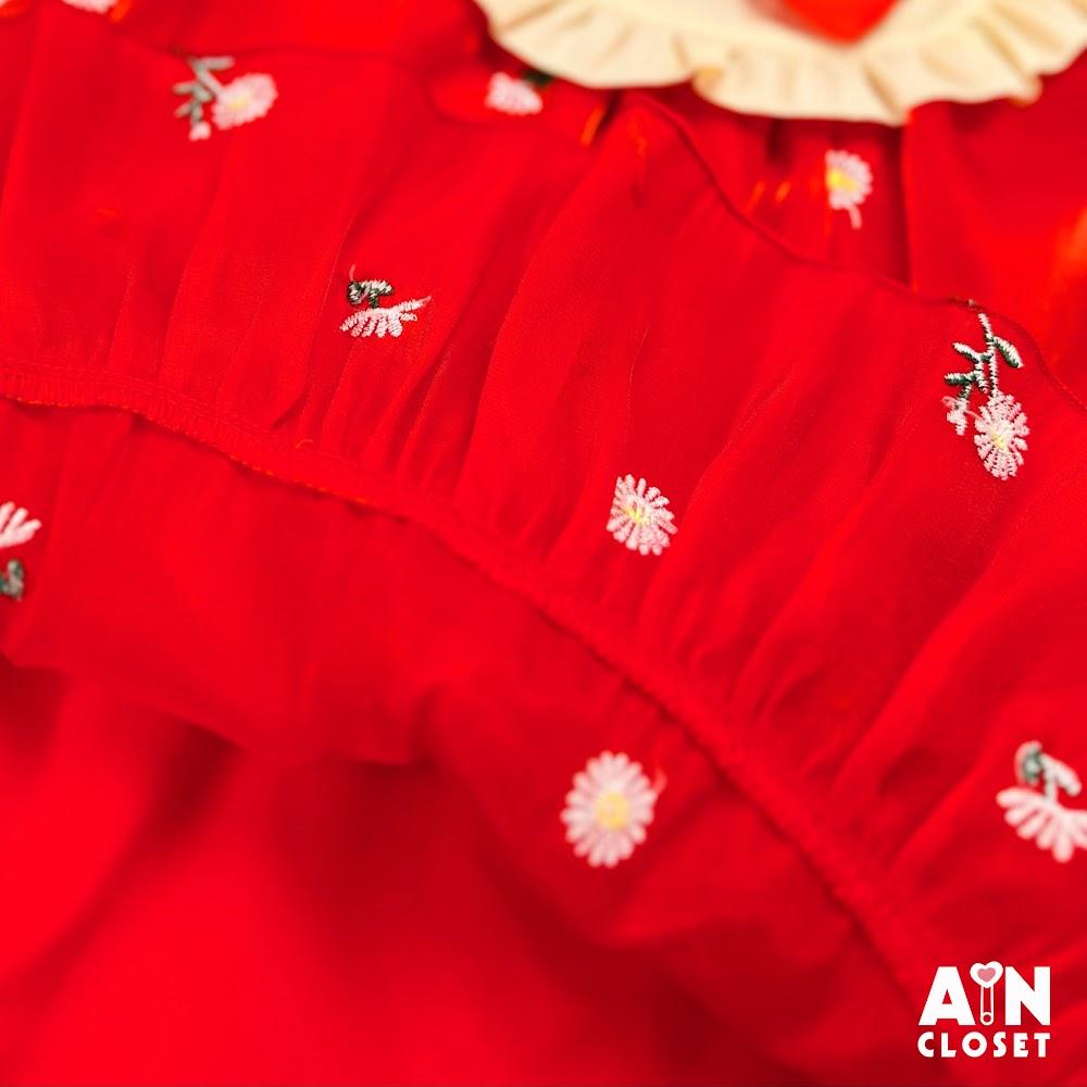 Đầm bé gái họa tiết hoa Thạch Thảo thêu nền đỏ organza - AICDBG0ZT97J - AIN Closet