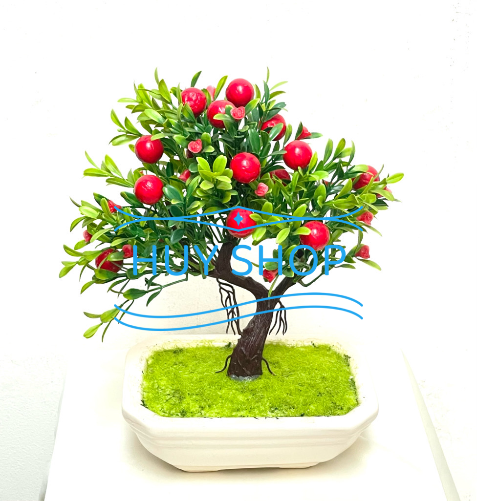 Chậu cây TRÁI ĐỎ  nhân tạo trang trí nhà cửa