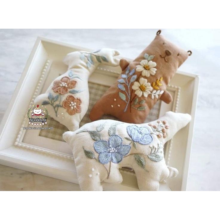 Bộ kit Nguyên liệu bạn tự làm gấu / thỏ bông D.I.Y tự thêu Quà tặng đáng yêu Home Decor Handmade - Bách hóa Na Na