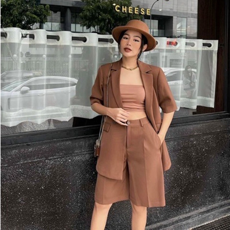 SET 3 MÓN: ÁO HAI DÂY + ÁO KHOÁC VEST + QUẦN NGỐ - HẬU NGUYỄN STORE