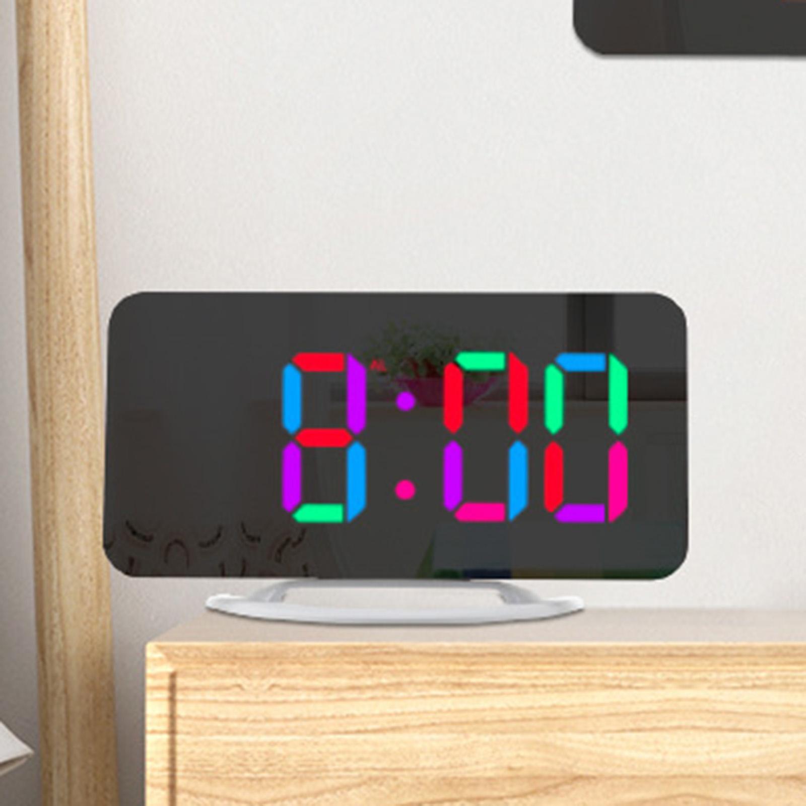 LED Alarm Clock Digital Clock Colorful Snooze Modern LED Clocks 12H 24H Display Electronic Desktop Clock for Hall Bedroom Wall Decor Teens