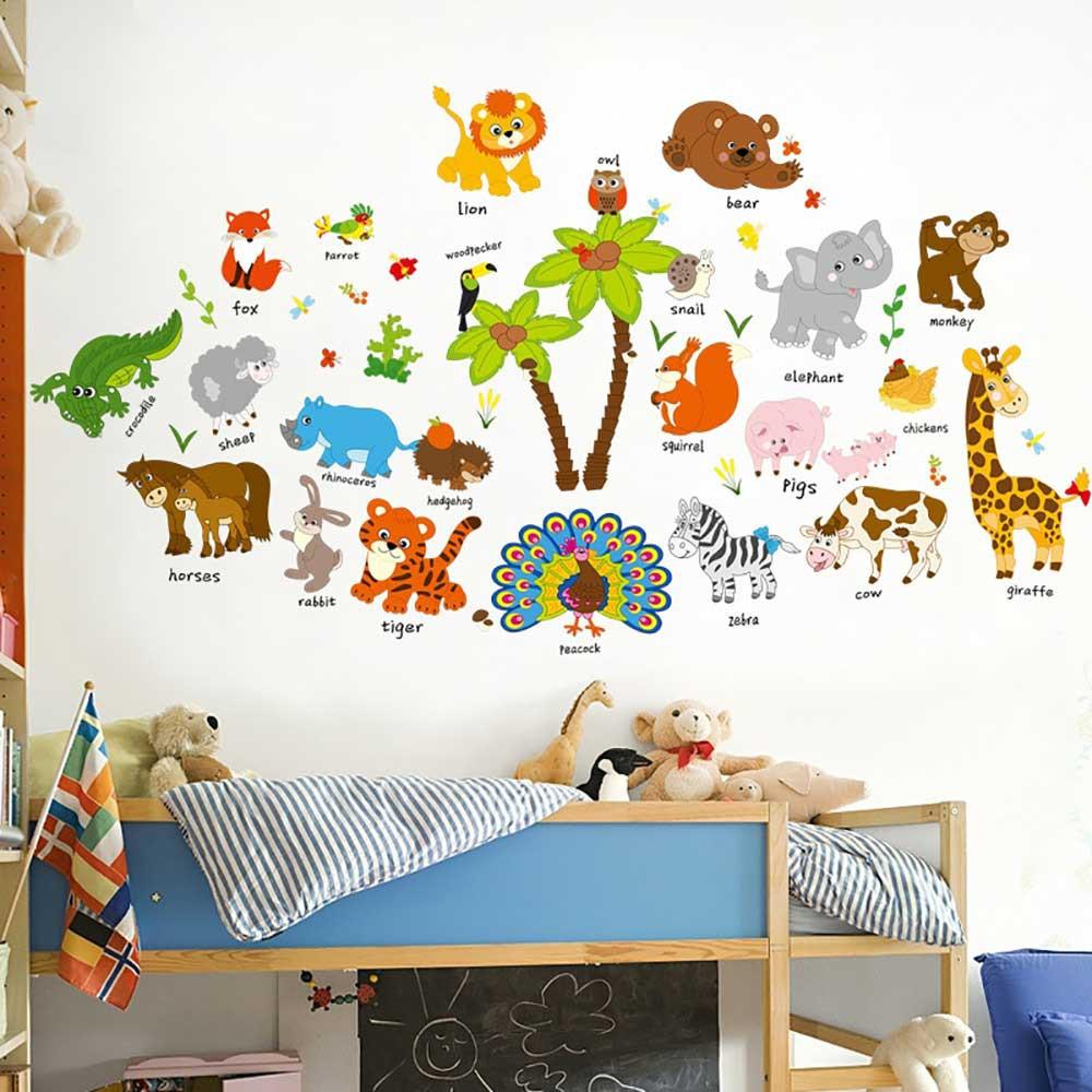 DECAL TRANG TRÍ PHÒNG BÉ VƯỜN BÁCH THÚ TIẾNG ANH