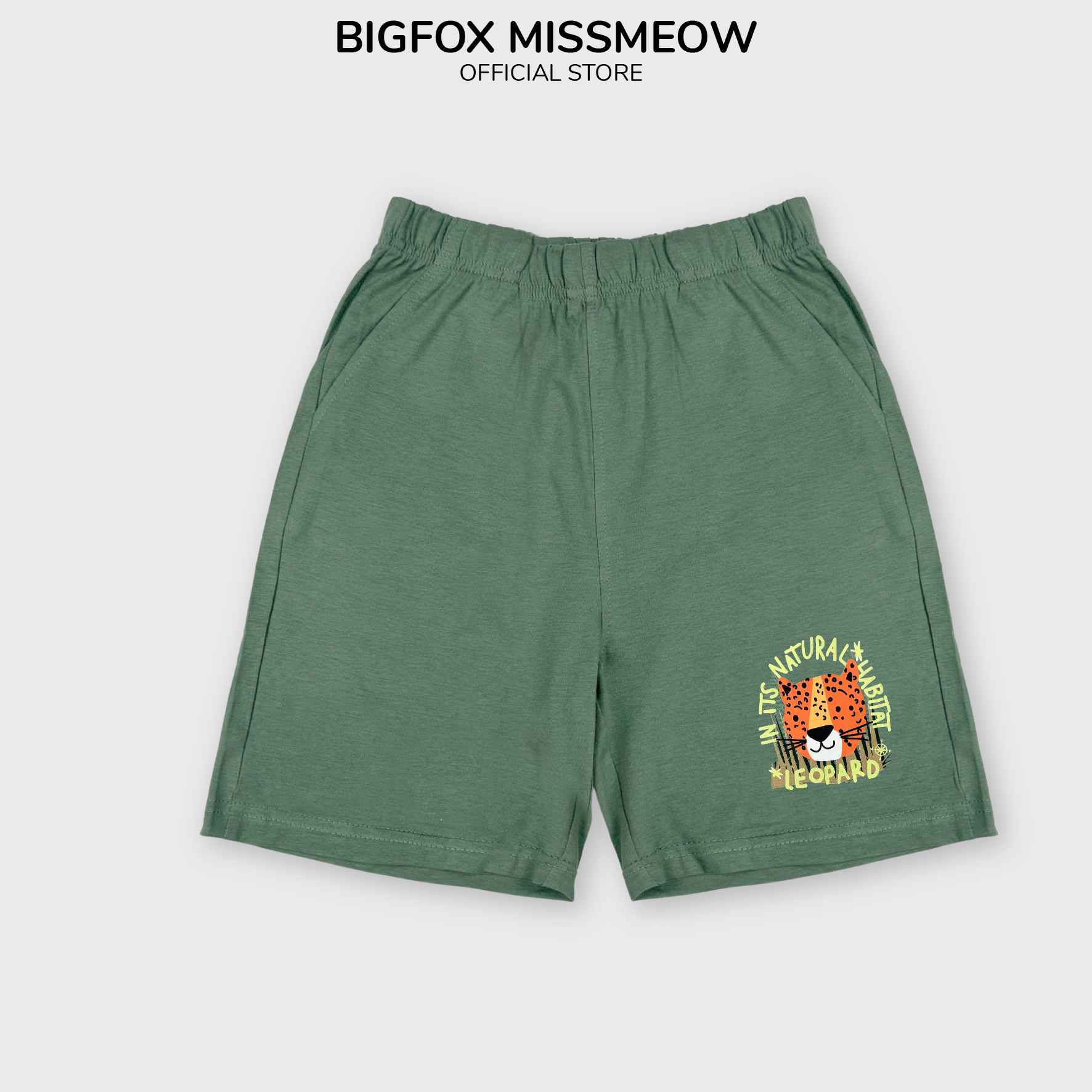 Quần sooc cho bé trai Bigfox Miss Meow shorts đùi chất cotton size đại 3,7,9,11 tuổi 30kg 40kg