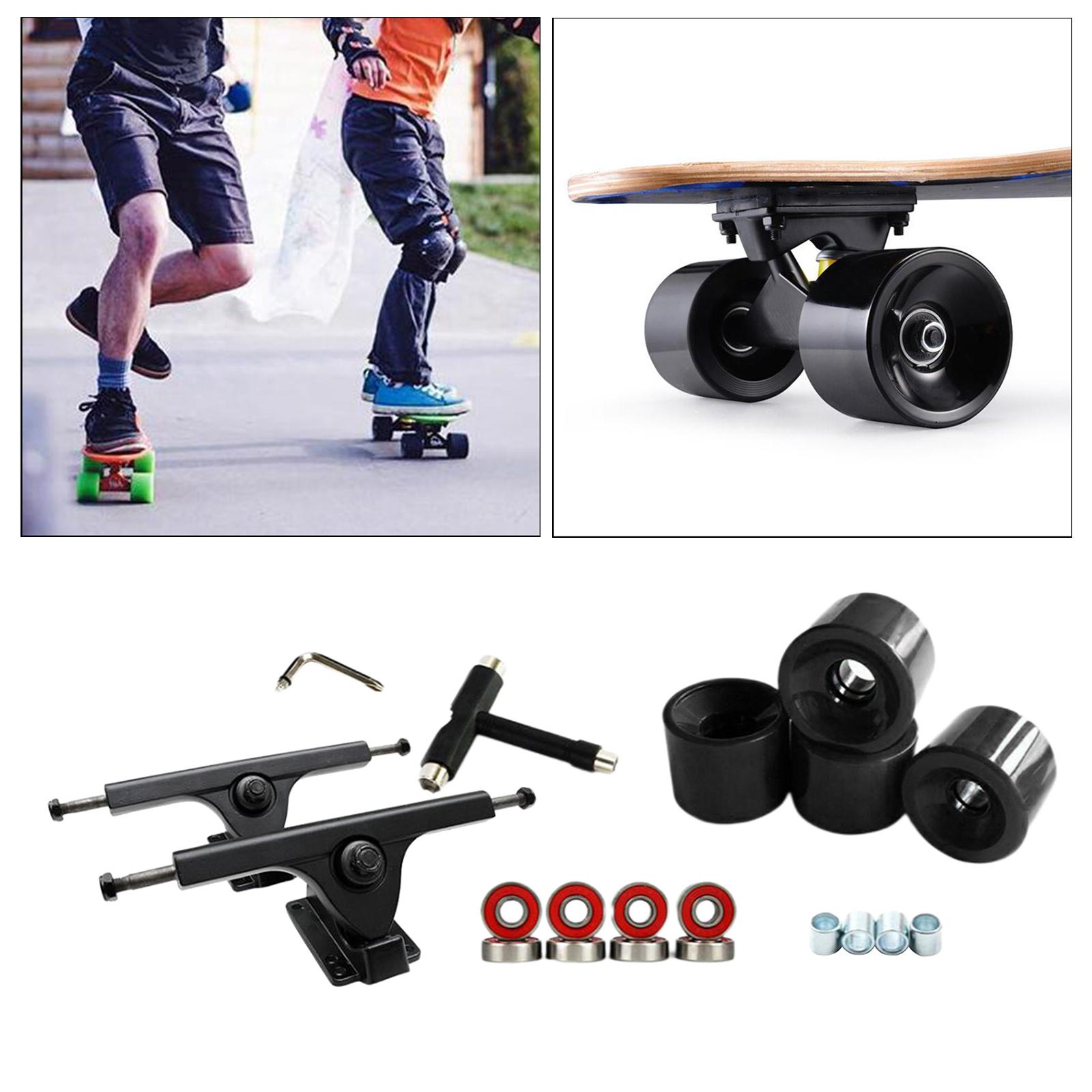 Skateboard Trucks 7'' Bearings Longboard Wheel Roller T-Tool