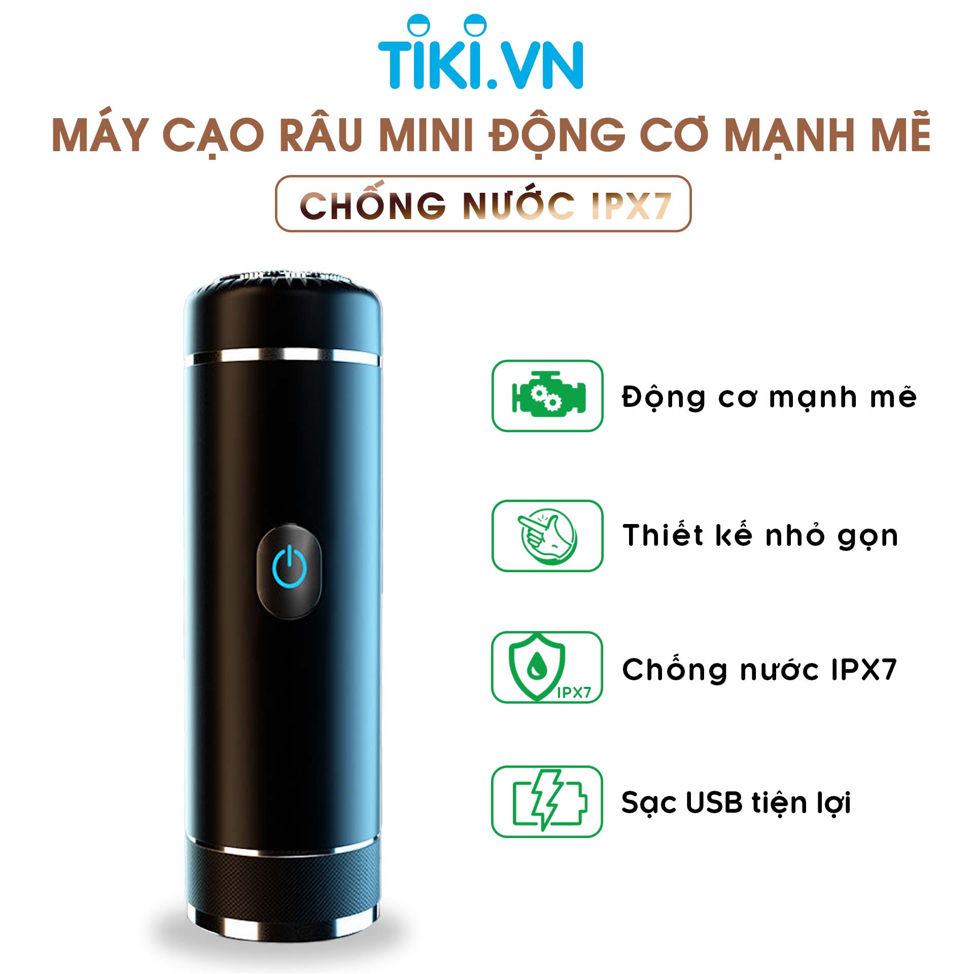 Máy Cạo Râu Mini Động cơ Mạnh Mẽ Chống Nước IPX7