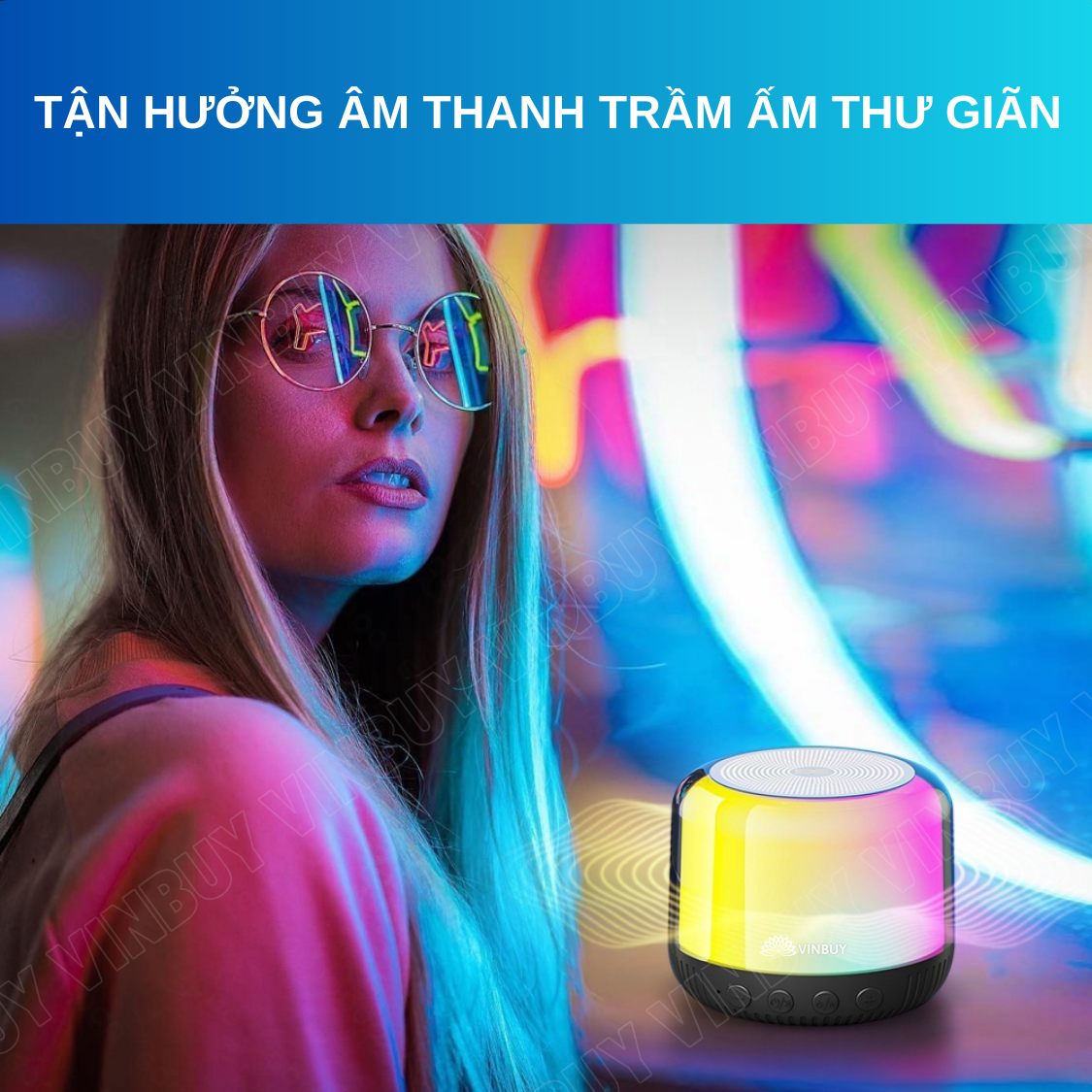 Loa bluetooth mini không dây wireless TWS HiFi loa nghe nhạc âm trầm bass mạnh có đèn RGB đổi màu theo nhạc, hỗ trợ thẻ nhớ - Hàng chính hãng VinBuy