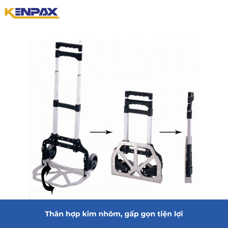 Xe Kéo Hàng, Đẩy Hàng Kenpax 2 Bánh Mini Gấp Gọn Hợp Kim Nhôm Cao Cấp Chịu Lực Tải Trọng 85kg