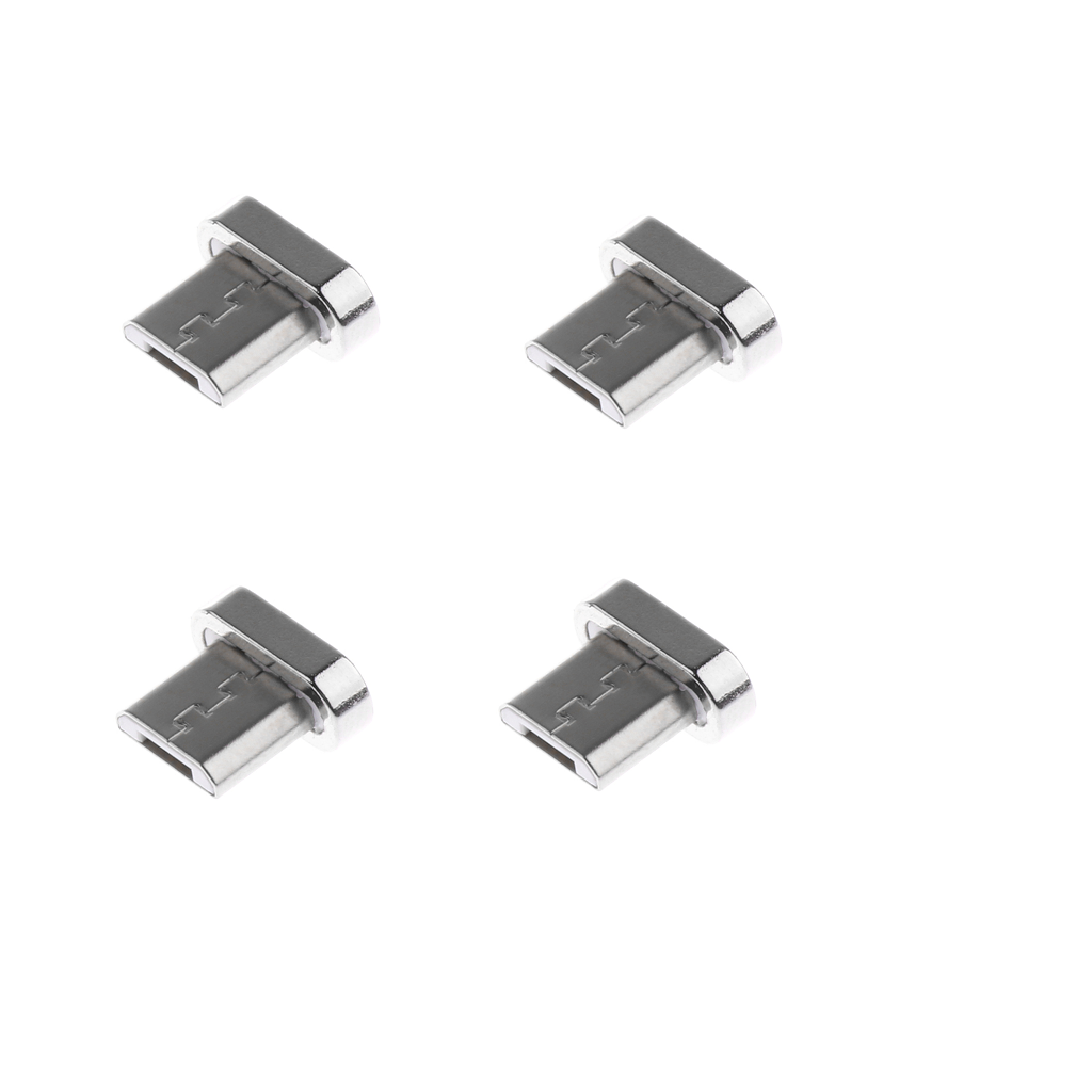 4x Aluminum Micro USB Magnetic Tip Convert Connector for Android Phones Silver