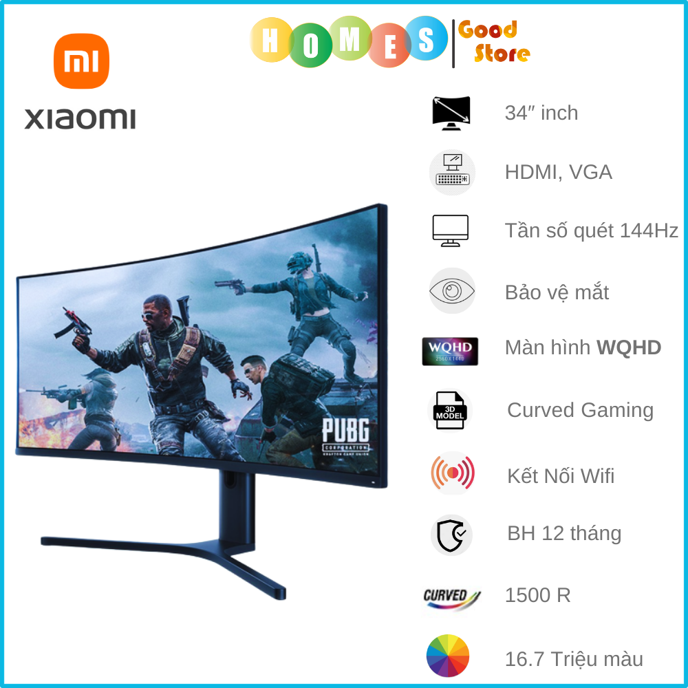 Màn Hình Cong Xiaomi Redmi Mi Curved G34WQ 34 Inch Tần Số 180 Hz 2K Có VESA Chơi Game Làm Việc Thoải Mái - Hàng Nhập Khẩu