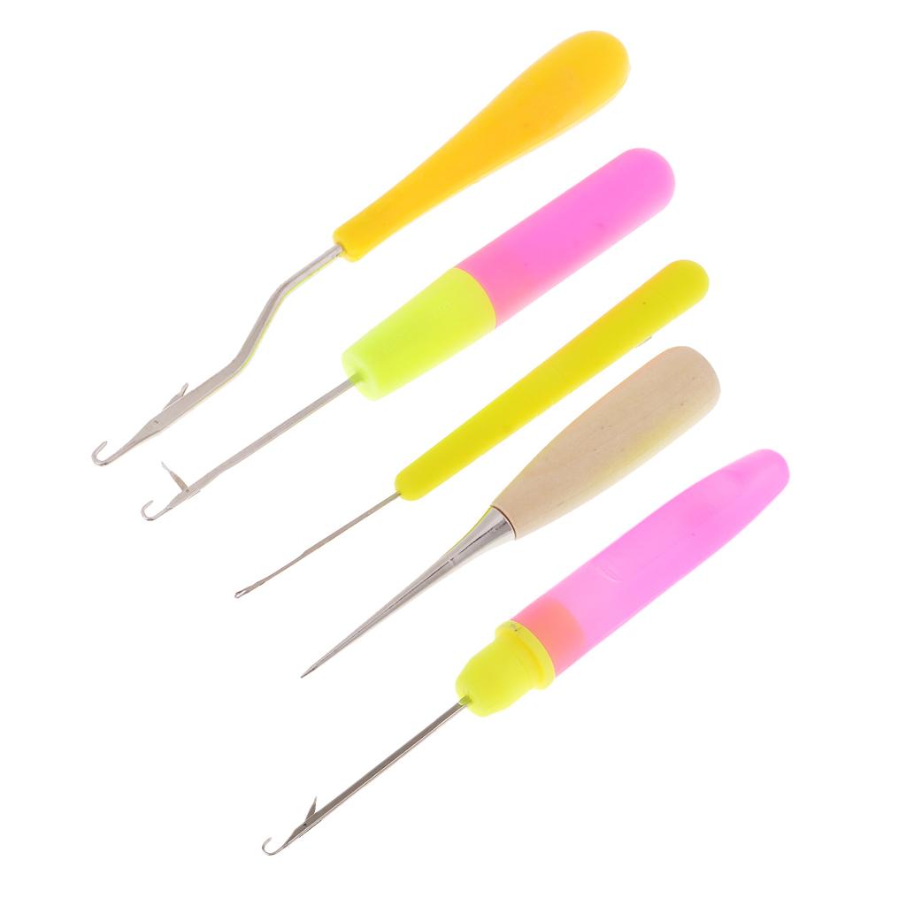 5pcs Crochet Latch Hook Lock Needles Awl Set Dreadlock Tools Carpet Making