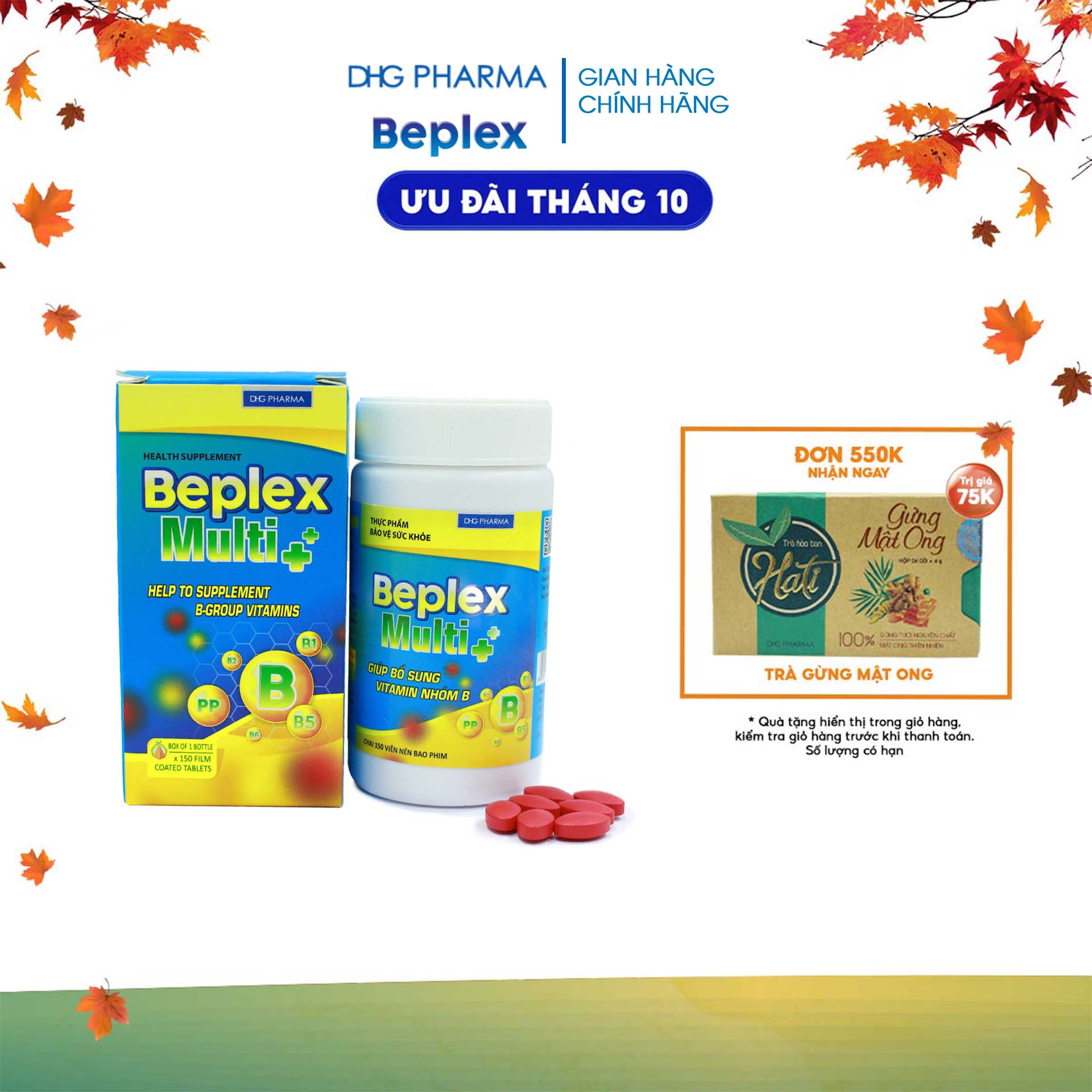 TPCN Beplex Giúp bổ sung vitamin nhóm B cho cơ thể, hỗ trợ giúp tăng cường tiêu hóa, giúp ăn ngon miệng, cải thiện tình trạng thiếu hụt vitamin nhóm B Chai 150 viên - Chính hãng DHG Pharma