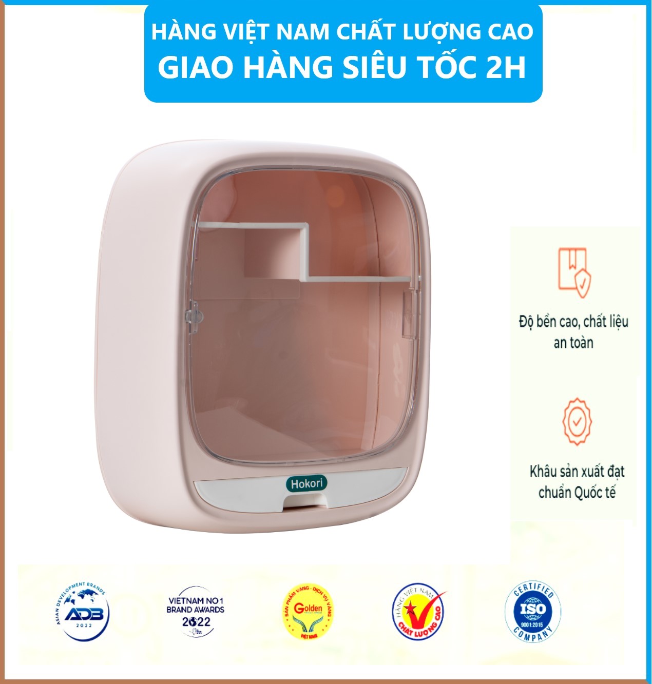 Tủ Đựng Mỹ Phẩm Dán Tường HOKORI Cao Cấp, Hộp Treo Tường Đa Năng Chống Nước, Gắn Tường Siêu Chắc Chắn - Hàng Việt Nam
