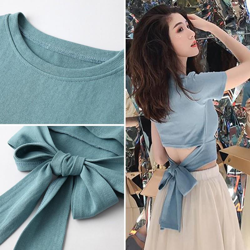 Summer Solid Color Short Sleeve Top T-Shirt