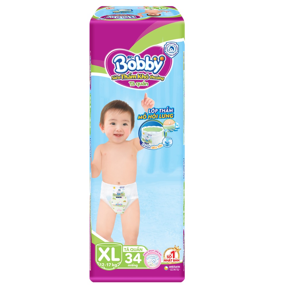 Tã quần Bobby Siêu thoáng XL34