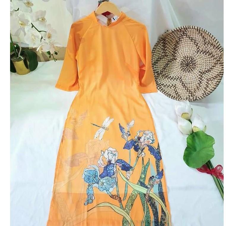 SET ÁO DÀI CÁCH TÂN HỌA TIẾT CHUỒN CHUỒN