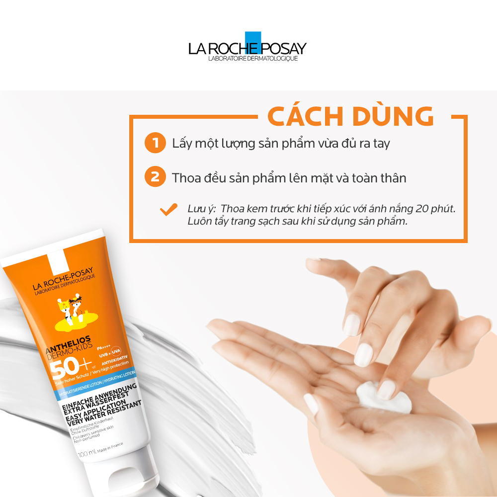 Kem Chống Nắng Dạng Sữa Cho Trẻ Em La Roche-Posay Anthelios Dermo Kid SPF 50+ UVB &amp; UVA (100ml)