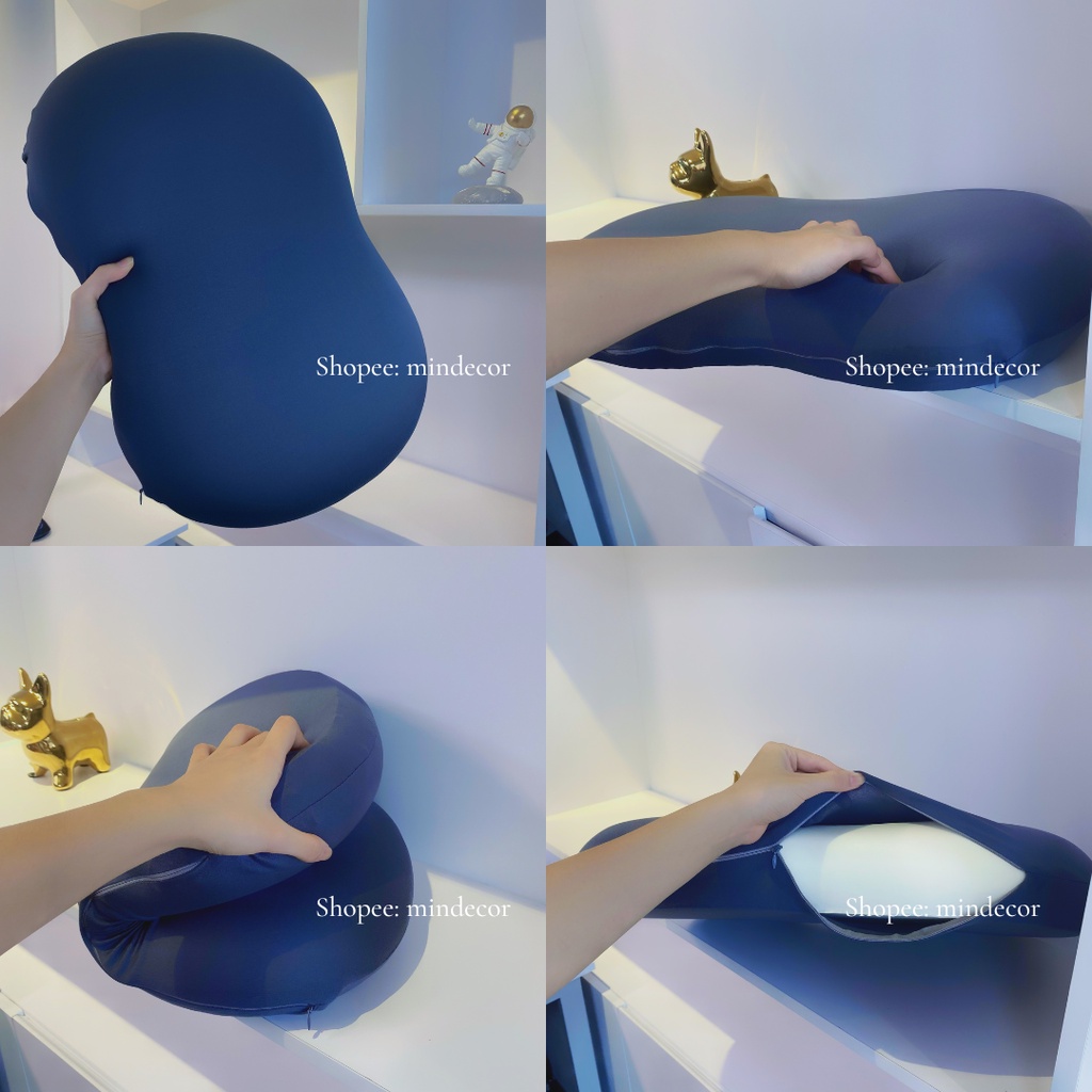 Gối ngủ cao su non thiên nhiên hình hạt lạc/ củ đậu kích cỡ to 55x35cm, thiết kế đặc biệt hỗ trợ nâng đỡ cổ, chống đau mỏi cổ vai gáy khi nằm