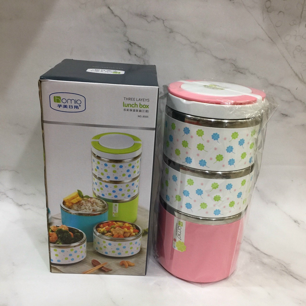 CẶP LỒNG ĐỰNG CƠM GIỮ NHIỆT RUỘT INOX 304 CAO CẤP 3 TẦNG TRƠN - TH14