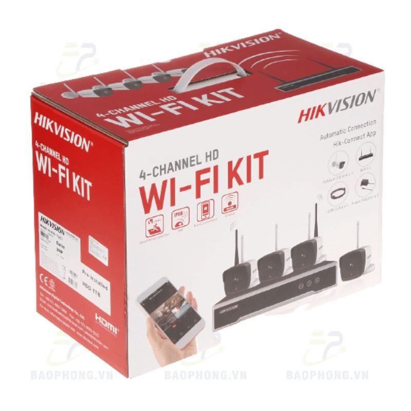 Bộ Camera Wifi Hikvision 4 Kênh 2.0MP Full HD Đầy Đủ Phụ Kiện Lắp Đặt - Hàng chính hãng