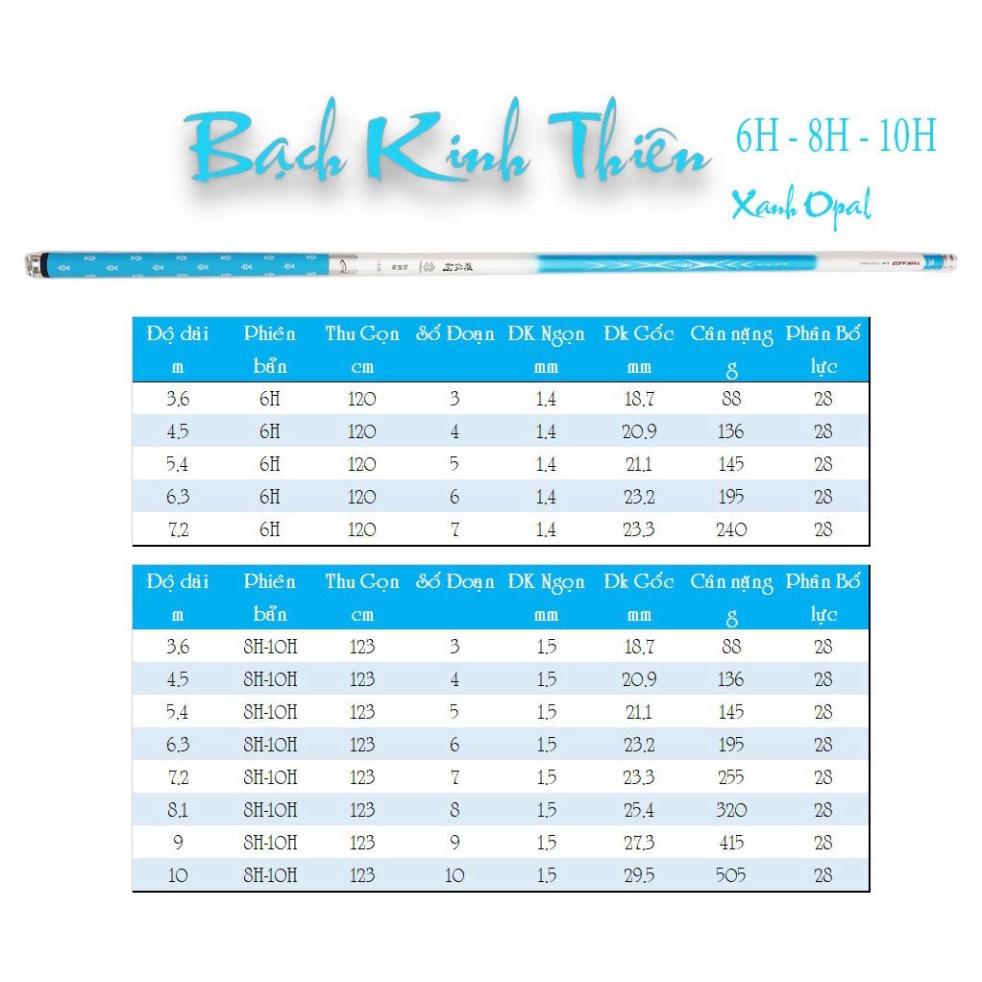 Cần câu tay câu đài Bạch Kinh Thiên xanh Opal 6H 8H 10H tặng kèm ngọn phụ - đại hạ giá