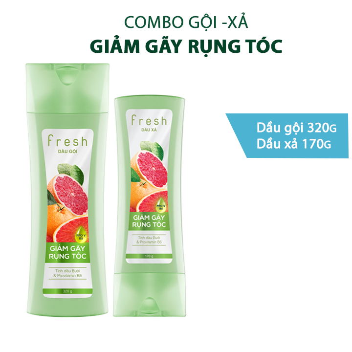 Bộ đôi gội xả Fresh Giảm gãy rụng chiết xuất Bưởi hồng ngọc 320g + 170g