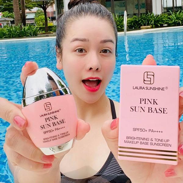 Kem chống nắng kiêm kem lót nâng tông da Pink Sun Base SPF50+ PA++++- Laura Sunshine