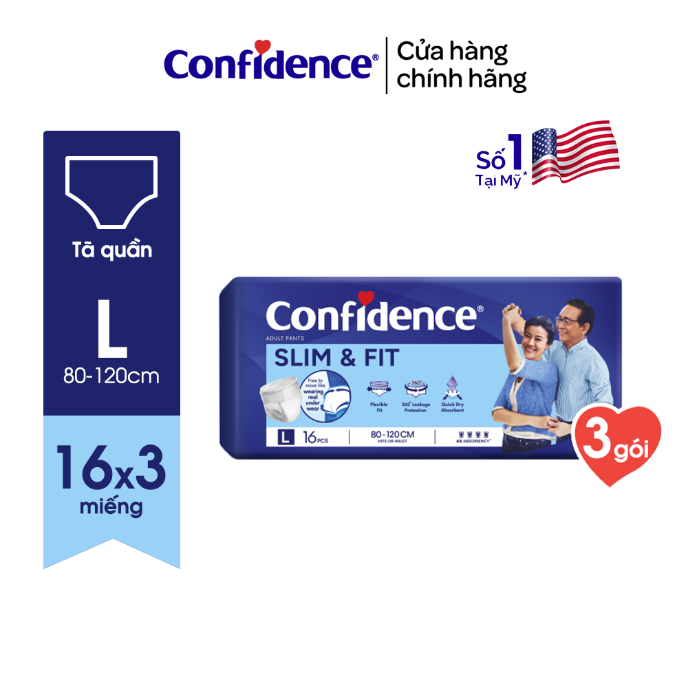 Combo 3 Tã quần người lớn CONFIDENCE SLIM&amp;FIT size M/L gói 20 miếng