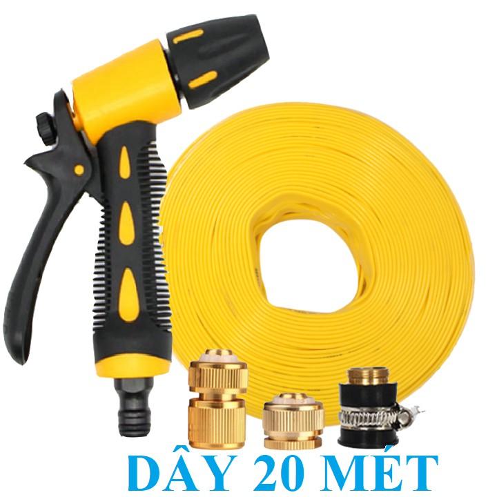 Bộ dây vòi xịt nước rửa xe, tưới cây . tăng áp 3 lần, loại 20m 206236 đầu đồng,cút đồng+ tặng đai
