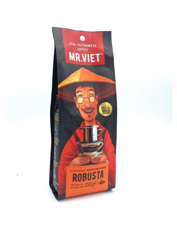 Cà phê hạt rang Robusta Mr Viet 250g - Robusta Roasted Coffee 250g