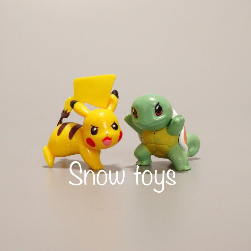 Mô hình Pikachu - Trọn bộ 8 mô hình Pikachu Bubasaur Squirtle Eevee Psyduck Rowlet - Cao khoảng 3.5 ~ 5cm