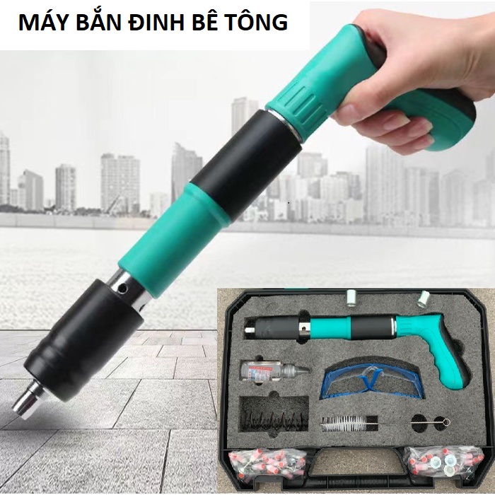 Súng bắn đinh, máy bắn đinh bê tông không dây tặng kèm 50 đinh bản đặc biệt siêu êm loại tốt