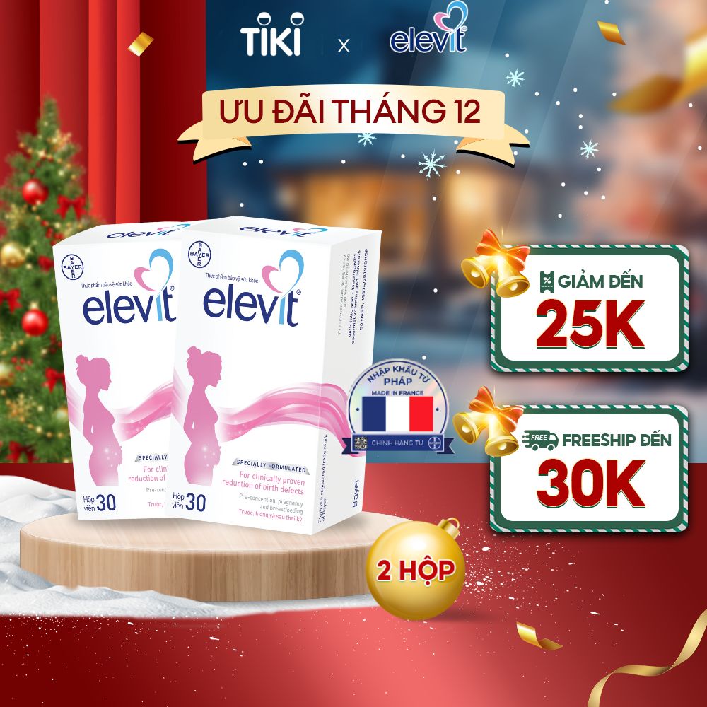 Combo 2 Hộp Vitamin Bầu Tổng Hợp ELEVIT Bổ Sung Vitamin và Khoáng Chất Cho Phụ Nữ Mang Thai và Sau Sinh Hộp 30 Viên x2