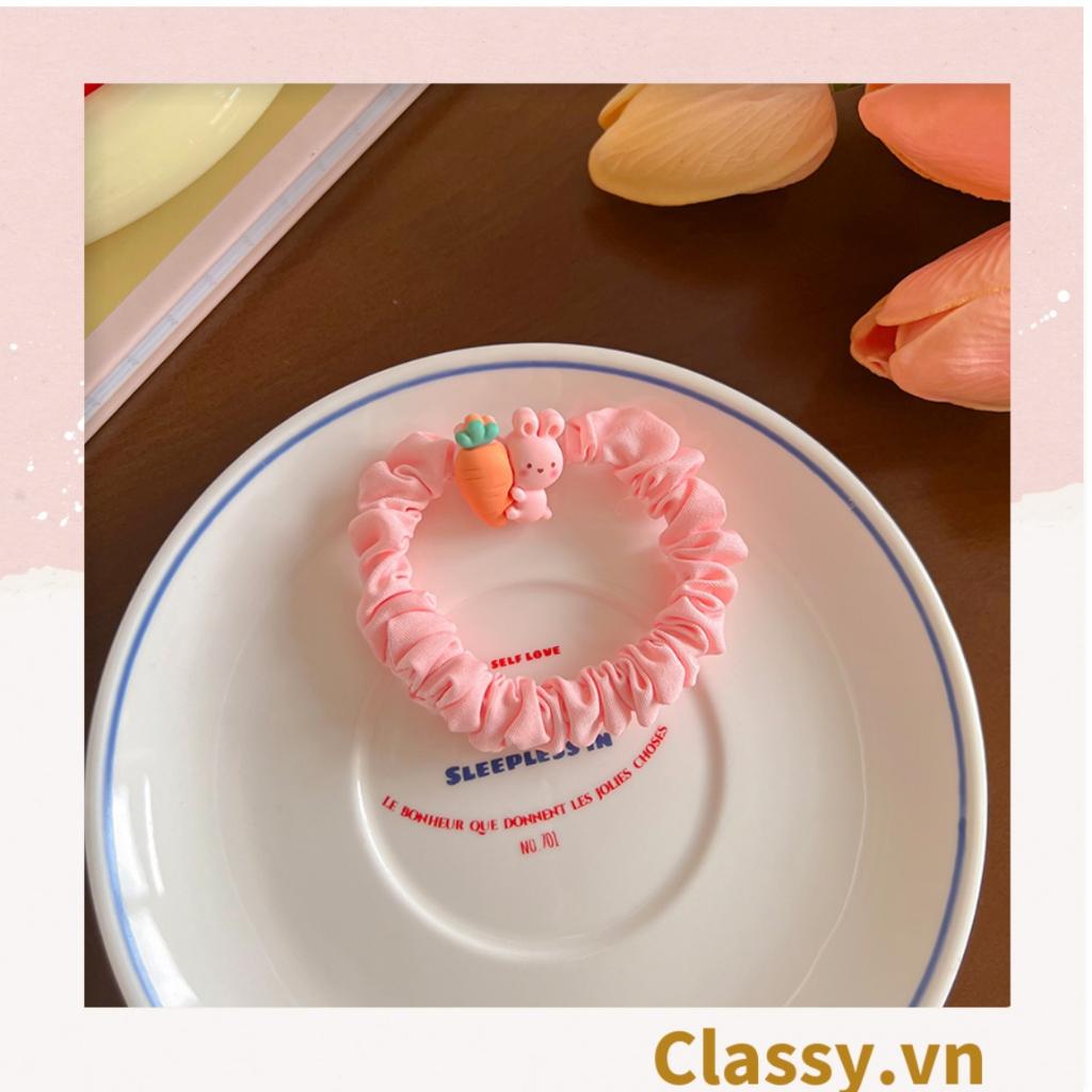 Dây cột tóc Classy bằng vải phi bóng hình chú thỏ con đáng yêu siêu bền PK1365