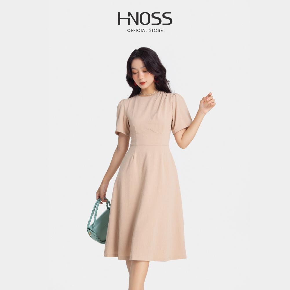 Đầm lửng nữ HNOSS kiểu tay rút HNDLU031