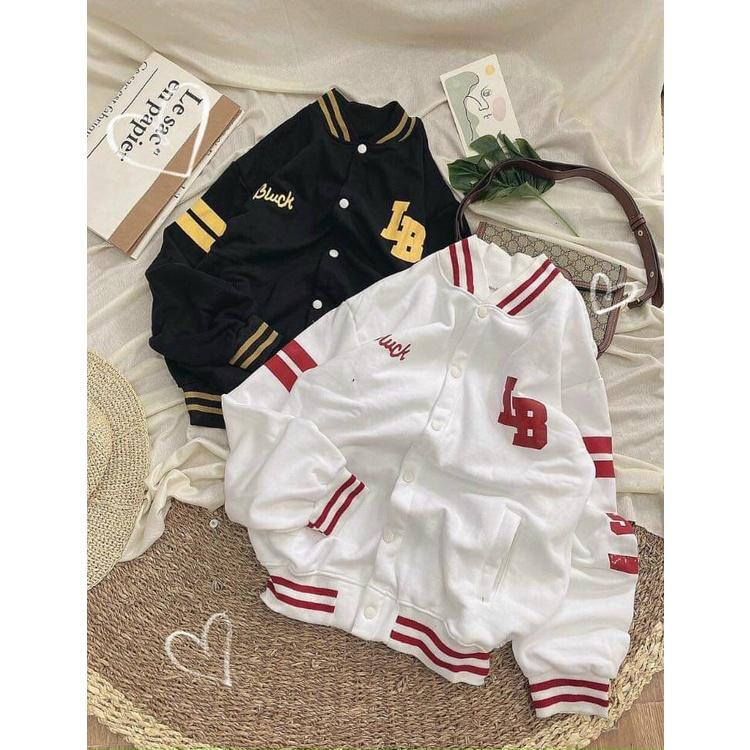 Áo Khoác Bomber Cardigan Nỉ Bông LB Form Rộng Unisex Nam Nữ Ulzzang Phong Cách Hàn Quốc